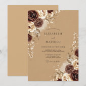 Tan Polished Autumnal Wedding Einladung (Vorne/Hinten)