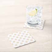 Tan-Polka-Punkte Rechteckiger Pappuntersetzer (Vor Ort)