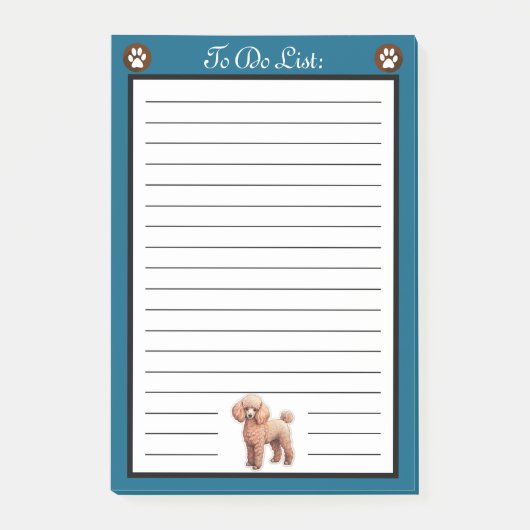 Tan Poodle Dog to do List Post-it Klebezettel (Vorderseite)