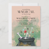 Tan Potions & Zaubers Hexen Cauldron Halloween Einladung (Vorderseite)