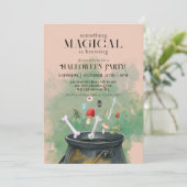 Tan Potions & Zaubers Hexen Cauldron Halloween Einladung (Stehend Vorderseite)