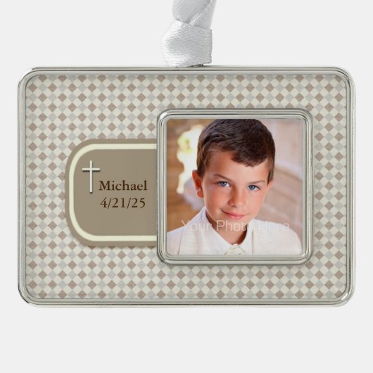 TAN-Raute, religiöses Foto Rahmen-Ornament Silber (Vorderseite)