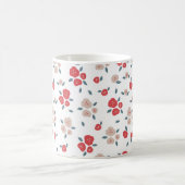 Tan Red Floral Farmhouse, Country Rustic Monogram Kaffeetasse (Mittel)