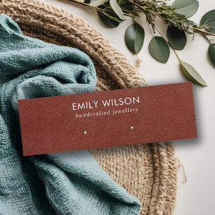 TAN RED LEATHER TEXTURE STUDIE EARRING DISPLAD CAR MINI VISITENKARTE