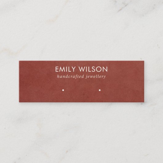 TAN RED LETHER TEXTURE STUD EARRING DISPLAD KARTE (Vorderseite)