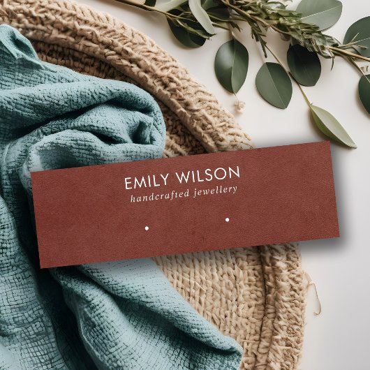 TAN RED LETHER TEXTURE STUD EARRING DISPLAD KARTE