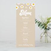 Tan Retro Daisy Blume Geburtstagsessen Menükarte (Stehend Vorderseite)