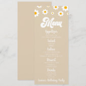 Tan Retro Daisy Blume Geburtstagsessen Menükarte (Vorne/Hinten)