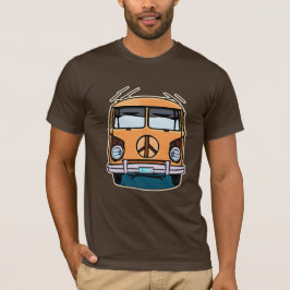 Tan Retro Hippie Van Vintag Colors Art T-Shirt