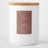 Tan Rust Terracotta Leather Logo Border Candle Lebensmitteletikett (Vorderseite)