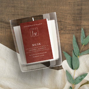 Tan Rust Terracotta Leather Logo Border Candle Lebensmitteletikett