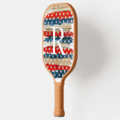 Tan Rustic American Flag Monogram Pickleball Schläger (Links)