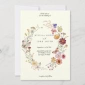 Tan Rustic Boho Wildblume Wedding Einladung (Vorderseite)
