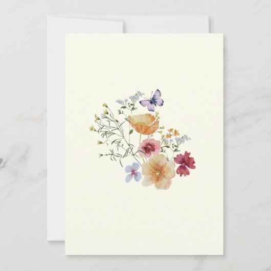 Tan Rustic Boho Wildblume Wedding Einladung (Rückseite)