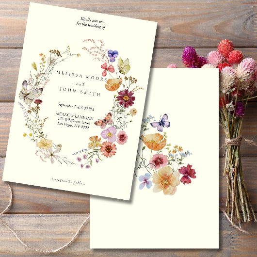 Tan Rustic Boho Wildblume Wedding Einladung