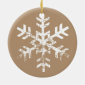 Tan Rustic Circle Foto Schneeflocken Keramik Ornament (Hinten)