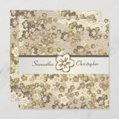 Tan Sakura Chirimen Hochzeit Einladung (Vorne/Hinten)