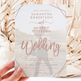 Tan sand frame simple photo script wedding einladung