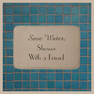 Tan Save Water Shower with Friend Funny Plush Badematte