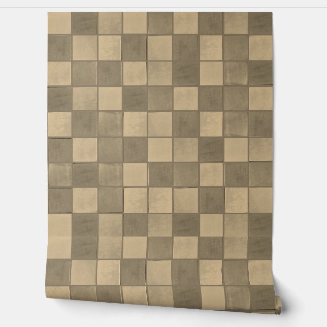 Tan schlichte Fliesenmuster Vinyl Wallpaper Tapete (Abrollen)