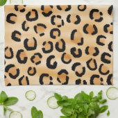 TAN, Schwarzes und Brown-Leopard-Druck-Muster Geschirrtuch (Gefaltet)