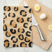 TAN, Schwarzes und Brown-Leopard-Druck-Muster Geschirrtuch (Viertel Falte)