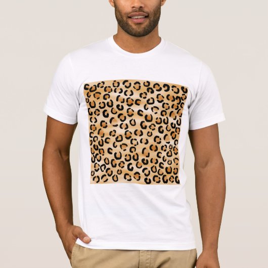 TAN, Schwarzes und Brown-Leopard-Druck-Muster T-Shirt (Vorderseite)