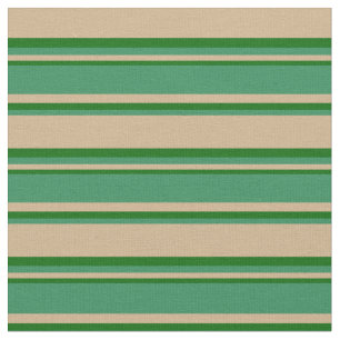 Tan, Sea Green & Dark Green Strips Muster Stoff