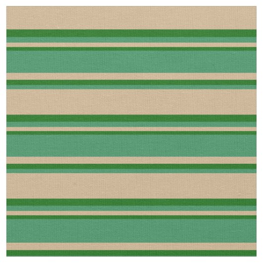 Tan, Sea Green & Dark Green Strips Muster Stoff (Nahaufnahme)