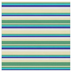 Tan, Sea Green, Dark Türkis, Blau & Weiß Stoff