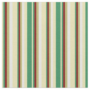 Tan, Sea Green, Maroon, Dark Khaki und White Lines Stoff