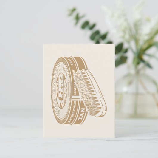 Tan shoepolis tin Pop art Postkarte (Stehend Vorderseite)