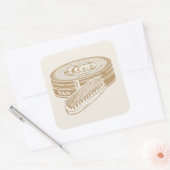 Tan shoepolis tin Pop art Quadratischer Aufkleber (Umschlag)