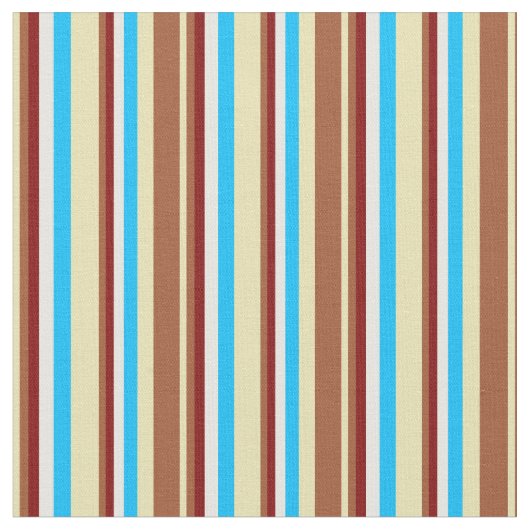 Tan, Sienna, Maroon, White & Deep Sky Blau gefärbt Stoff (Nahaufnahme)