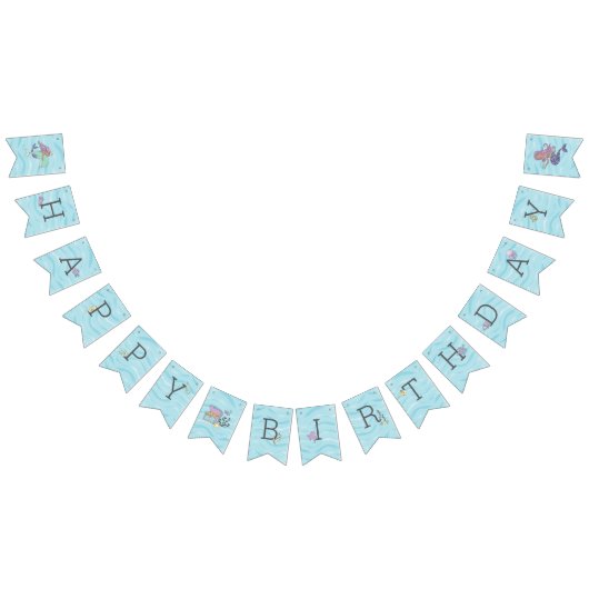 Tan Skin Lila Meerjungfrau unter dem Meer Geburtst Wimpelkette (Alle)