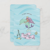 Tan Skin Lila Mermaid mit Dolphin Dankeskarte (Vorne/Hinten)
