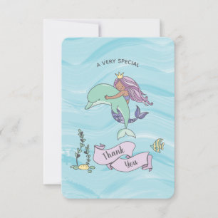 Tan Skin Lila Mermaid mit Dolphin Dankeskarte