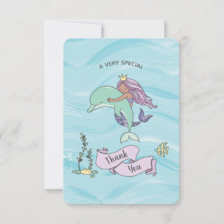Tan Skin Lila Mermaid mit Dolphin Dankeskarte