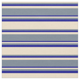 Tan, Slate Gray & Dark Blue Pattern Stoff