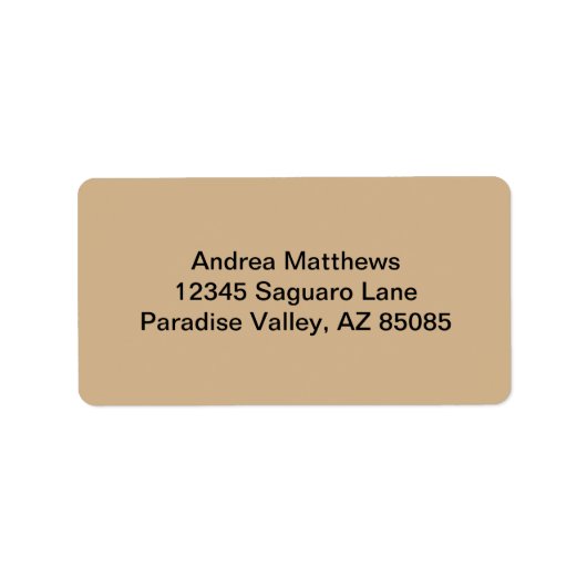 Tan Solid Color Adressaufkleber (Vorne)
