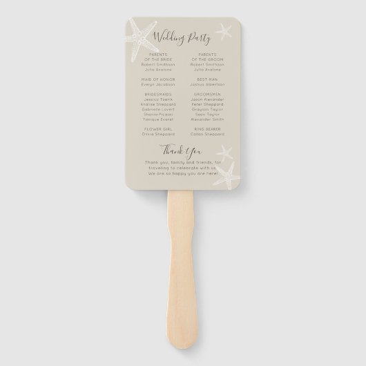 Tan Starfish Beach Wedding Program Fan Fächer (Rückseite)