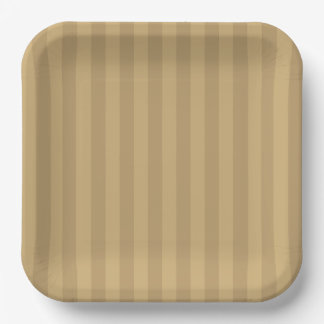 Tan Striped Paper Plates - 9in Salty Bark Club Pappteller