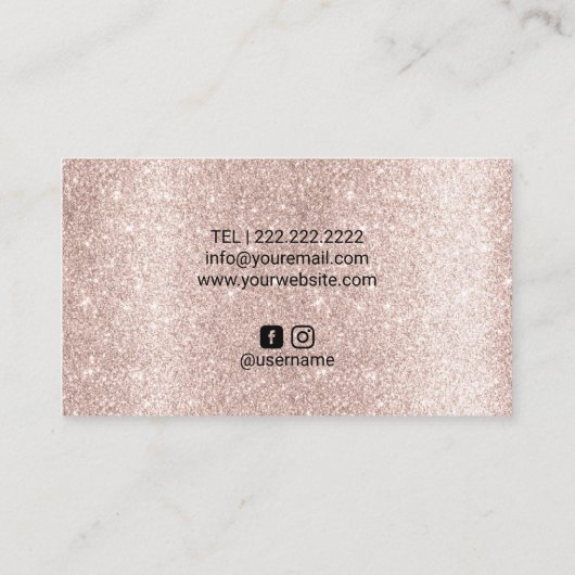 Tan Studio Rose Gold Glitzer Tanning Visitenkarte (Rückseite)