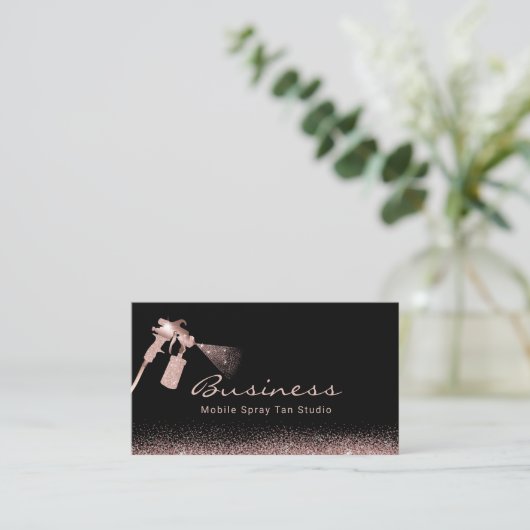 Tan Studio Rose Gold Glitzer Tanning Visitenkarte (Stehend Vorderseite)