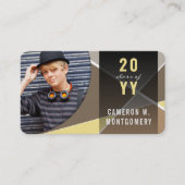 Tan Stylish Geometric Lines Mod Foto Graduate Telefonnummerkarte (Vorderseite)