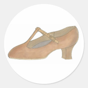Tan T-Strap Charakter Musical Theater Dance Shoe Runder Aufkleber