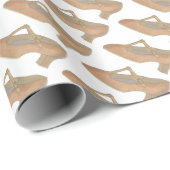 Tan T-Strap Charakter Shoe Dance Musical Theater Geschenkpapier (Rolleneckpunkt)