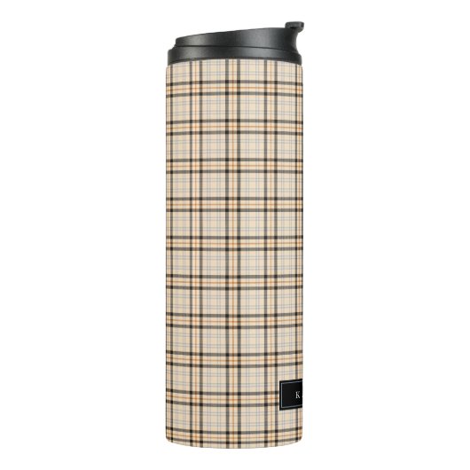 Tan Tartan Kariert Pattern Thermosbecher (Nach links gedreht)