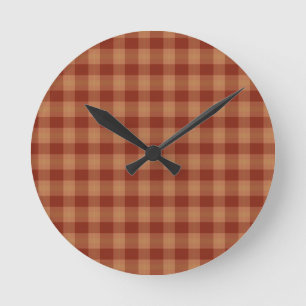 Tan Tartan Wall Clock Runde Wanduhr