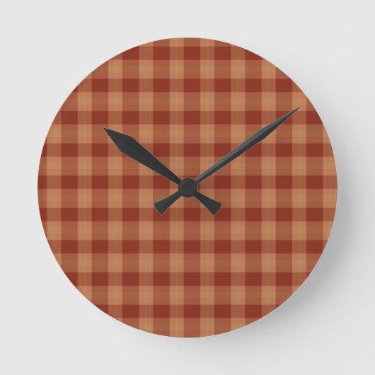 Tan Tartan Wall Clock Runde Wanduhr (Vorderseite)
